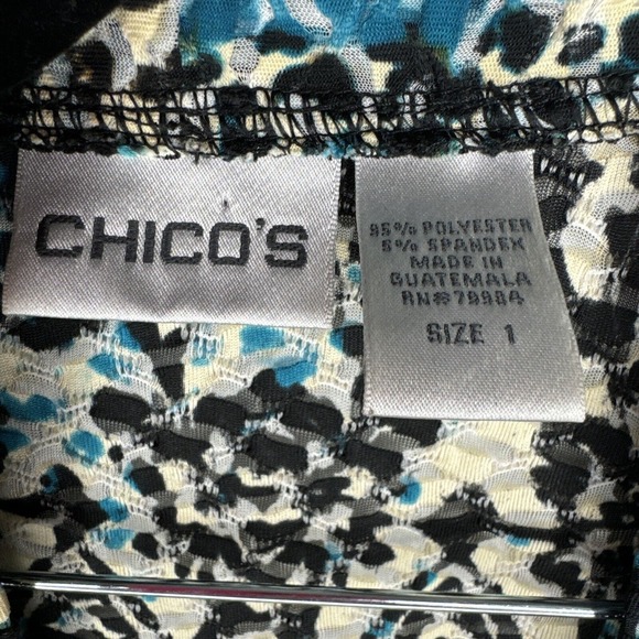 Chicos size 1 M Open Front Drape Cardigan Floral Textured - Picture 2 of 6